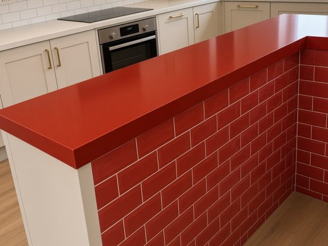red Kitchen Worktop