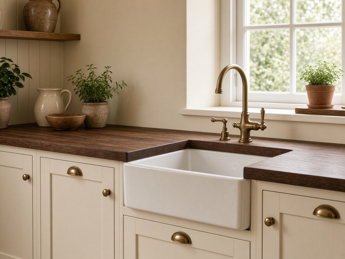 Brown solid surface kitchen worktop with a smooth finish