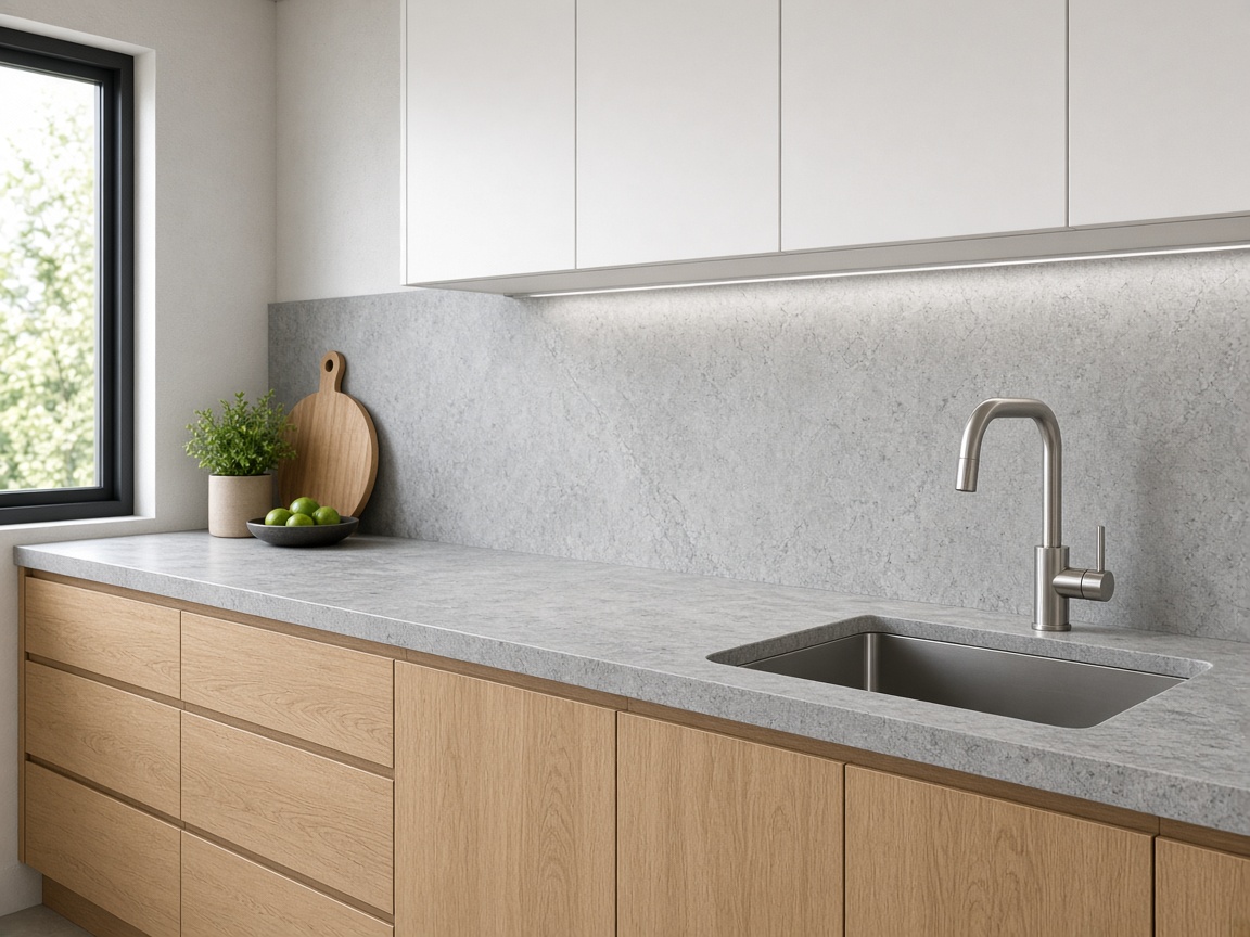 Concrete Grey Solid Surface kitchen worktop